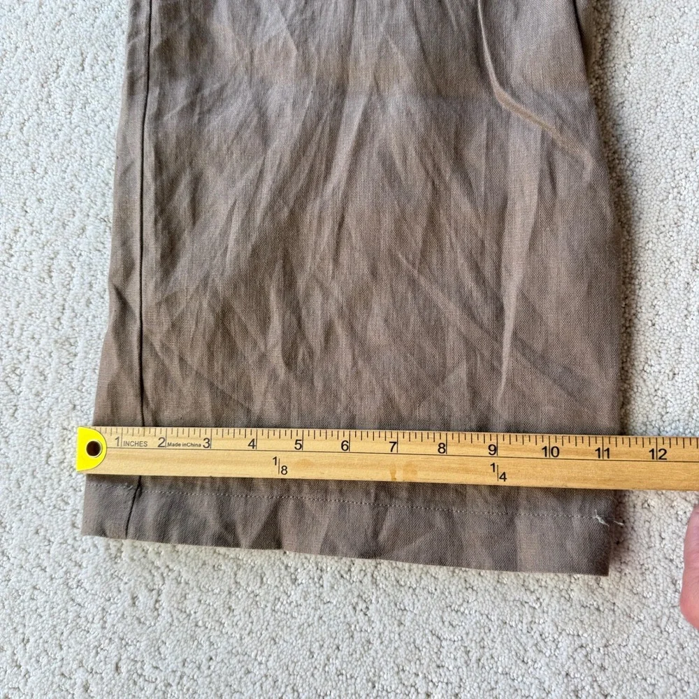 Reformation Mason Pants Women 10 Tan $188 100% Linen High Rise Wide Leg